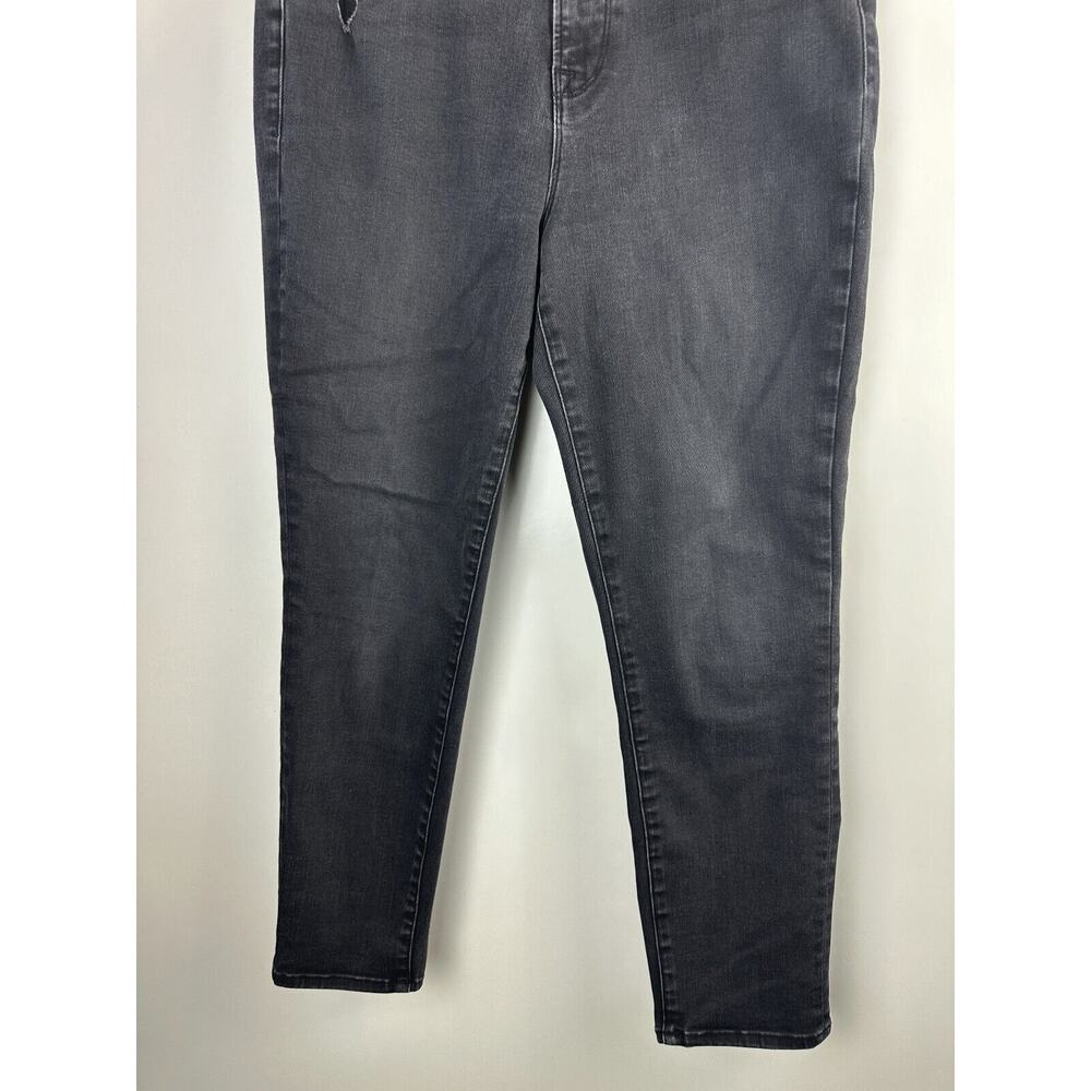 Good American Good Waist Ripped High Waist Crop Jeans Distressed Black Size 14 - Picture 5 of 12